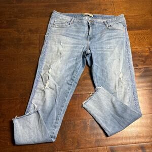 Zara‎ Basic Z1975 Denim Mid-Rise Distressed Skinny Jeans Blue Women's Size US 12